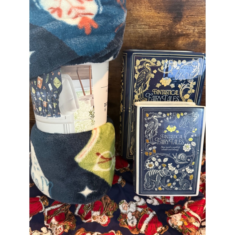 Kirkton House Fantastical FairyTales Plush Throw Blanket Book Vase & Candle
